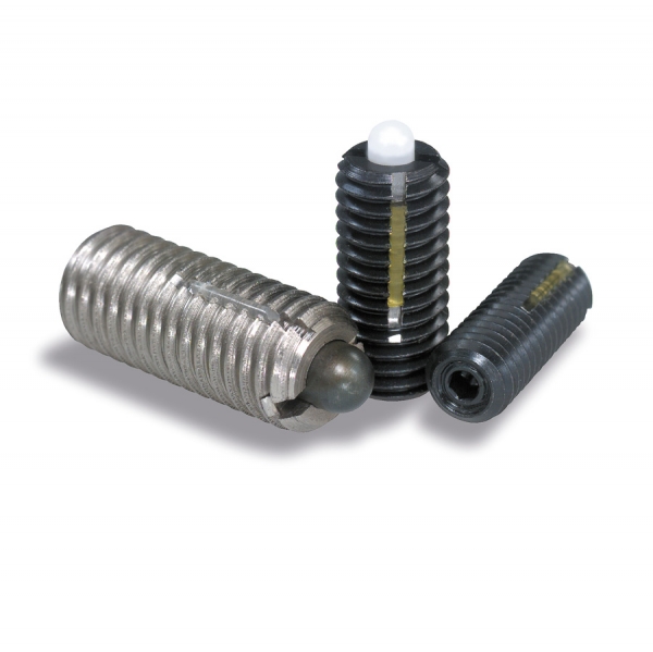 Spring plunger "Long-Lok" secured, pressure pin and hexagonal socket